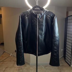 RYE CHASIN Cropped Racing Leather Jacket